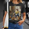 牛乳を注ぐ猫 フェルメール風 名画パロディ 油絵アート 可愛い子猫 おもしろ 猫好き Tシャツ 彼女への贈り物