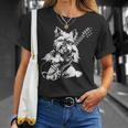 犬 ギタリスト ギター ティーカップ ヨーキー パパ ママ Tシャツ 彼女への贈り物