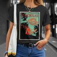 聖ニコルズ ドラゴン サンセット ヤシの木 グラフィック リトグラフ Tシャツ 彼女への贈り物
