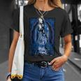 聖母マリア メキシカンブランケット アート ブルー バンダナ プリント チカーノ Tシャツ 彼女への贈り物