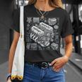 自動車整備士向けの高性能gteエンジン設計図 Tシャツ 彼女への贈り物