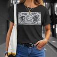 蛙の風神雷神デザイン 和風モノクロアート Tシャツ 彼女への贈り物