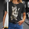 面白いtシャツ シベリアンハスキー 犬 ギター イヌ メンズ グッズ かわいい おもしろ 面白い 服 ネタ Tシャツ 彼女への贈り物