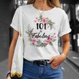 101歳＆ファビュラスフラワーパーティー 101歳の誕生日おめでとう 長袖tシャツ Tシャツ 彼女への贈り物