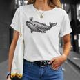 Ballena Boceto Ballena Azul Océano In Mangas Camiseta unisex Regalos para ella