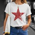 Estrella Roja Envejecida Grunge Estrella Roja De Colorintage Camiseta unisex Regalos para ella