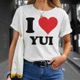 I Heart Yui ファーストネーム I Love パーソナライズ Tシャツ 彼女への贈り物