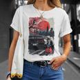 Jdm ドリフトレーシングカー 日本桜アート 背面 Tシャツ 彼女への贈り物