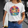 Los Angeles California、サーフィンサーフボードレトロ Tシャツ 彼女への贈り物