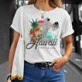 Sunset Beach Hawaii、サーフィンサーフボードレトロ、バックプリント 長袖tシャツ Tシャツ 彼女への贈り物