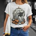 Vintage Ghost Reading Book Pumpkins Goth Halloween Teachers T-Shirt Gifts for Her