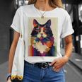 カラフル メインクーン 猫 芸術的 猫 動物 幾何学 アート Tシャツ 彼女への贈り物