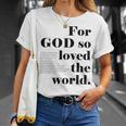クリスチャン ジョン 3 16 18 Godo Loved The World 聖書の一節 長袖tシャツ Tシャツ 彼女への贈り物
