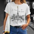 パリ エッフェル塔 スケッチ 街並み アート お土産 Tシャツ 彼女への贈り物