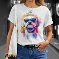 マルチーズ 犬 グラフィック ペット アートワーク サングラス マルチーズ Tシャツ 彼女への贈り物