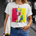 ラマ ダブルピース レトロ ポップ キャラクター グラフィック サイン ジェスチャー Tシャツ 彼女への贈り物