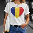 ルーマニアハートルーマニア国旗 Tシャツ 彼女への贈り物