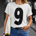 数字 9 太字 ブラック Tシャツ 彼女への贈り物