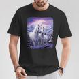 2 Weiße Pferdetehen Auf Einemerschneiten Hügel T-Shirt Lustige Geschenke