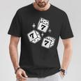777 ラッキーダイス エンジェルナンバー ブラックワーク Tシャツ 面白い贈り物
