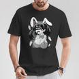 Ahegao Lewd アニメ 顔とウサギの女の子 コスチューム オタク用 Tシャツ 面白い贈り物
