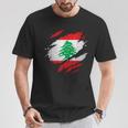 Bandera De Líbano Desgarrada Camiseta unisex Regalos divertidos