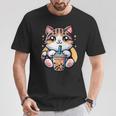 Boba Cat Drinking Boba Kitten Kawaii 日本人 男性 女性 キッズ Tシャツ 面白い贈り物