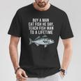 Buy A Man Eat Fish He Day Teaching Fish Man To A Lifetime Fish Tシャツ 面白い贈り物