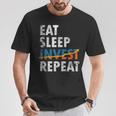 Eatleep Invest Repeat Investment Trading Tシャツ 面白い贈り物