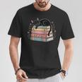 Floral Cat Sleeping On Books T-Shirt Unique Gifts