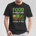 Food Is Medicineの栄養士、自然療法医栄養士へのギフト 長袖tシャツ Tシャツ 面白い贈り物