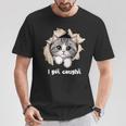 I Got Caught 子猫かわいい 長袖tシャツ Tシャツ 面白い贈り物