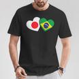 Japanese Flag Brazilian Flag Heart 日系ブラジルブラジル国旗日本国旗 Tシャツ 面白い贈り物