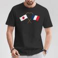 Japanese Flag France Flag フランス遺産 フランスのルーツ 日本の国旗 フランスの国旗 Tシャツ 面白い贈り物