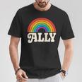 Lgbtq Ally Pocket Retrointage Gay Pride Lgbt Rainbow Flag Tシャツ 面白い贈り物