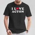 I Love Acton マッチング ガールフレンド&ボーイフレンド アクトン名 長袖tシャツ Tシャツ 面白い贈り物