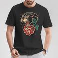 Panther Rose アメリカントラディショナルタトゥーインク オールドスクール Tシャツ 面白い贈り物