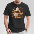 Vintage Ghost Reading Book Pumpkin Halloween Books Lover T-Shirt Unique Gifts