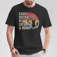 Vintage Retro Easily Distracted By Cats And Books T-Shirt Unique Gifts Vintage Retro Easily Distracted By Cats And Books T-Shirt Unique Gifts