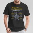 Yf-23 ステルス戦闘機 ミリタリー ジェット仕様 インフォグラフィック イエロー Tシャツ 面白い贈り物