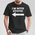 おかしい俺はバカと矢印が左向いてる Tシャツ 面白い贈り物
