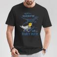 わたしのペットはふわふわお尻オカメインコの鳥を持ったベロキラプトル Tシャツ 面白い贈り物