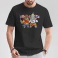 アメリカ・タイ国旗 誇り高いタイ系アメリカ人のルーツ タイ系アメリカ人の遺産 長袖tシャツ Tシャツ 面白い贈り物