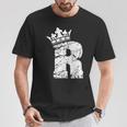 アルファベットtシャツ イニシャル文字 R & キング クイーン クラウン Tシャツ 面白い贈り物