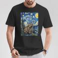 ウォンバット 星月夜 ゴッホスタイル アートペインティング Tシャツ 面白い贈り物