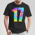 カラフルなタイダイ 17歳の誕生日または17番のチームイベント Tシャツ 面白い贈り物