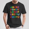 キッズ Abcs シャツ アルファベット カラフル 文字 読書 キッズ Tシャツ 面白い贈り物