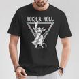 ギター付きロックンロール牛 Tシャツ 面白い贈り物