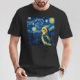 ゴッホの星空を見つめるかわいいオカメインコ 星月夜 Tシャツ 面白い贈り物