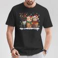 サンタ 猫 ライト トナカイ クリスマス 猫 恋人 パジャマ Tシャツ 面白い贈り物